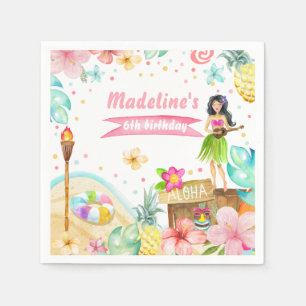 Hawaiian Luau Birthday Tropical Pool Party Pastel  Napkin