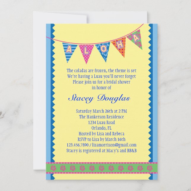 Hawaiian Luau Bridal Shower Invitation (Front)
