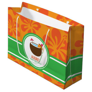 Hawaiian Luau Coconut Birthday Baby Shower Large Gift Bag