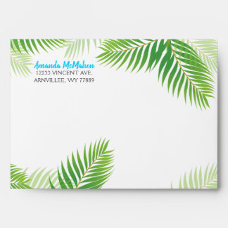 Hawaiian Luau Foliage & Aqua Blue Envelopes