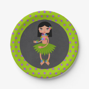 Hawaiian Luau girl Birthday Party Paper Plate