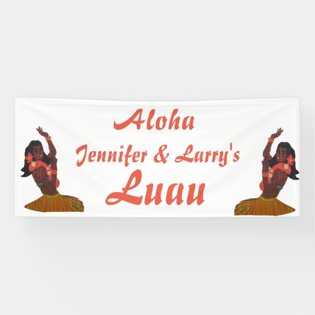 Hawaiian Luau Hula Girl Banner (Horizontal)