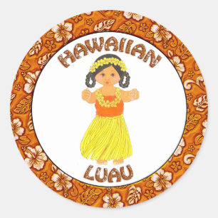 Hawaiian Luau ~ Hula Girl Stickers