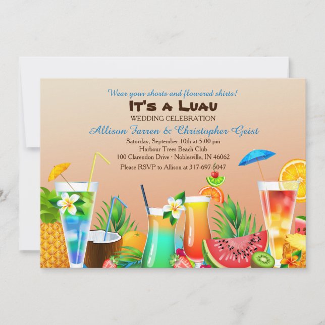 Hawaiian Luau Invitation personnalisée (Devant)