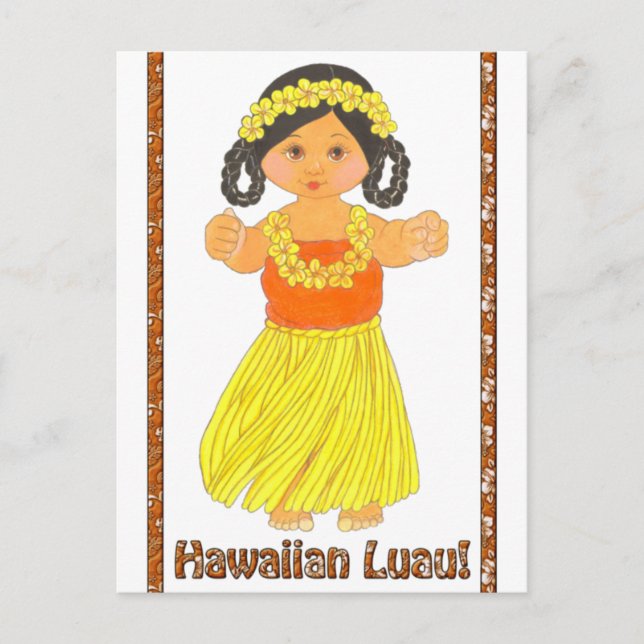 Hawaiian Luau Invitation Postcard (Front)