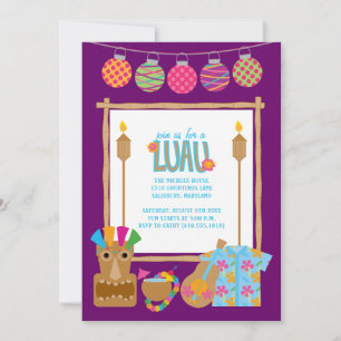 Hawaiian Luau Party Invitations