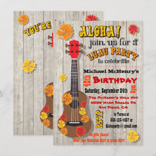 Hawaiian Luau Party Invitations