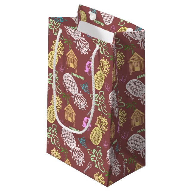 Hawaiian Luau Patterned Small Gift Bag (Front Angled)