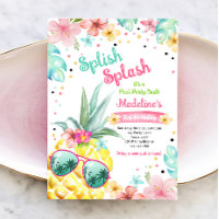 Hawaiian Luau Pineapple Pool Party Girl Birthday