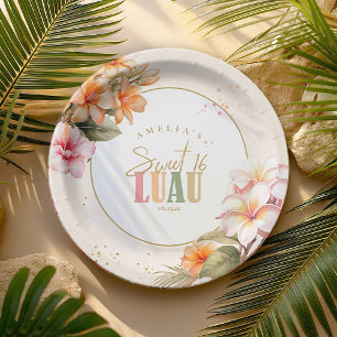 Hawaiian Luau Sweet Sixteen ID1092 Paper Plate