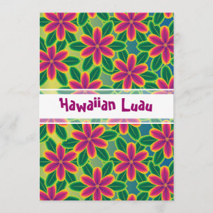 Hawaiian Luau Tropical Flowers Party Invitation