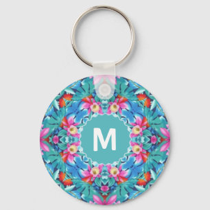 Hawaiian Mandala Abstract Monogram Keychain