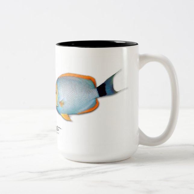 Hawaiian Masked Angelfish, Genicanthus personatus Two-Tone Coffee Mug (Right)