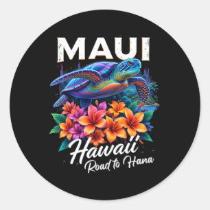 Hawaiian Maui Ocean Beach Hawaii Turtle Vacation G Classic Round Sticker