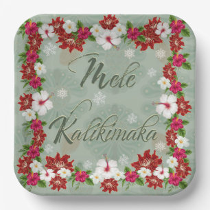 Hawaiian Mele Kalikimaka Paper Plate