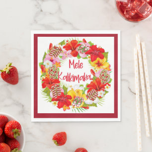 Hawaiian Mele Kalikimaka Wreath Paper Napkins