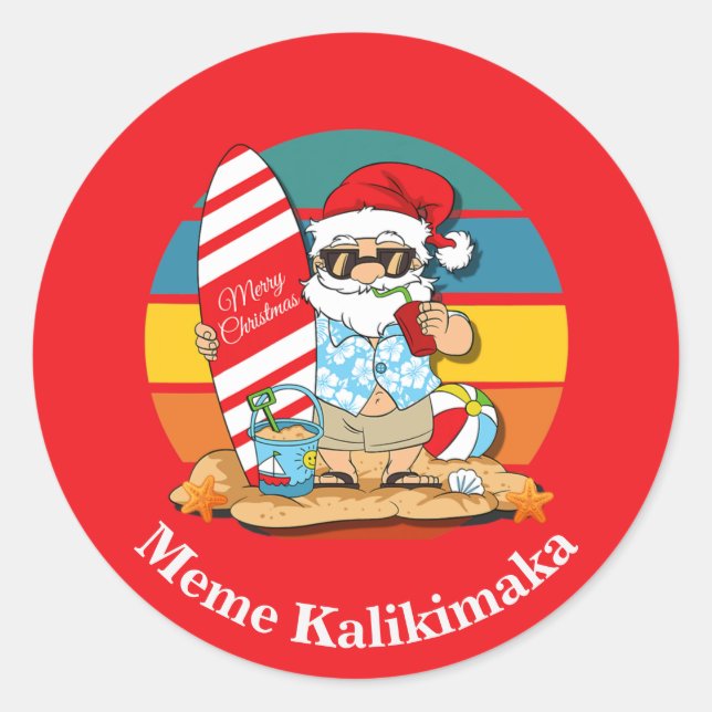 Hawaiian meme kalikimaka classic round sticker (Front)