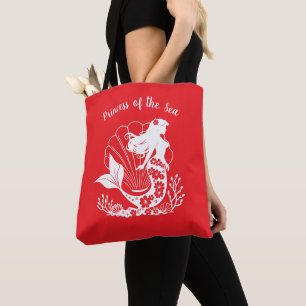 Hawaiian Mermaid-Princess of the Sea Cherry Red Tote Bag