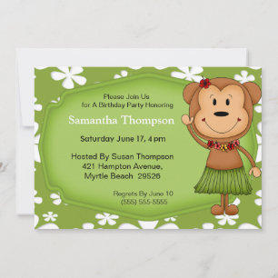 Hawaiian  Monkey  Birthday Invitations