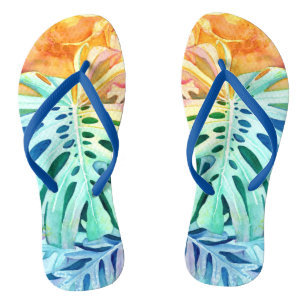 Hawaiian Monstera Rubber Slippers Flip Flops