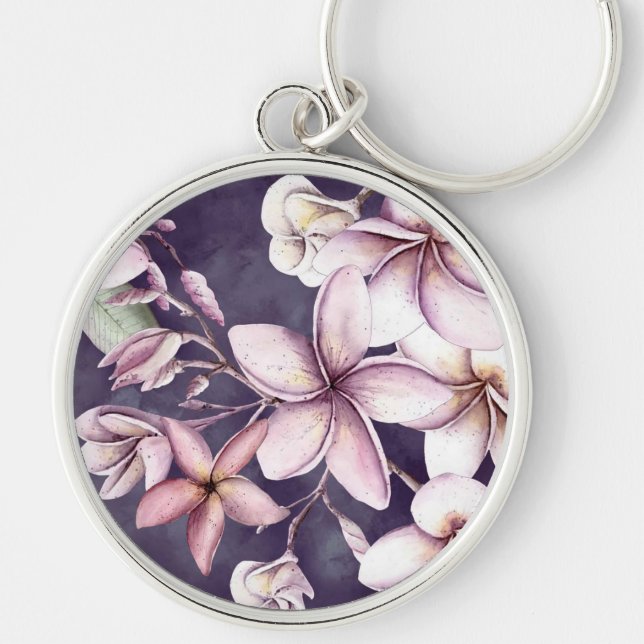 Hawaiian Moonlight Plumeria Keychain (Front)