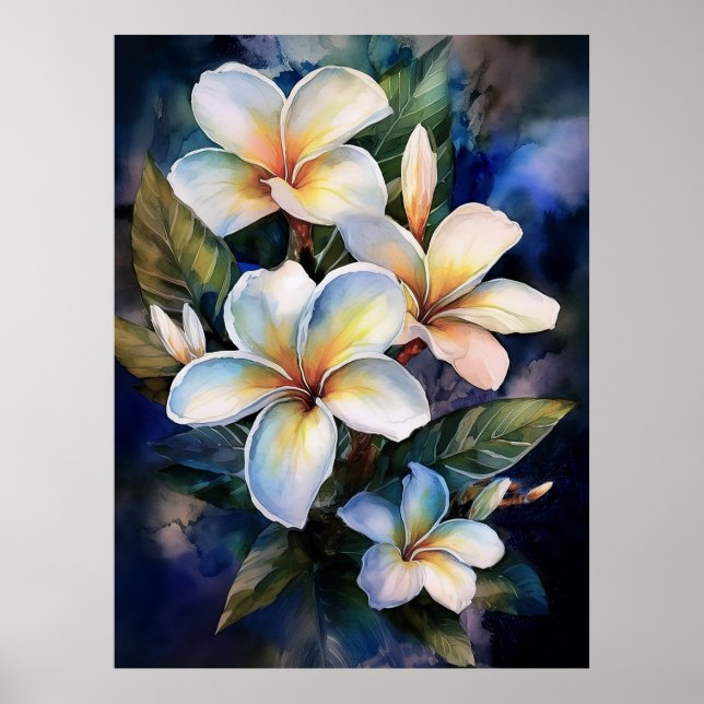 Hawaiian Moonlight Plumeria Poster (Front)