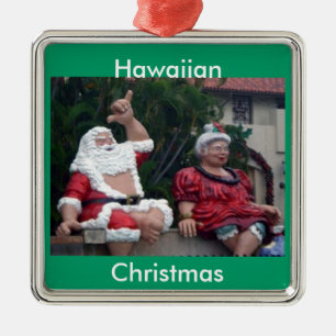 Hawaiian Mr. and Mrs. Santa Ornament