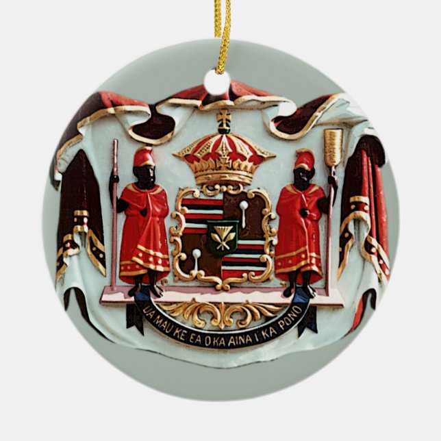 Hawaiian National Coat of Arms Ceramic Ornament (Front)