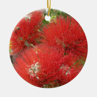 Hawaiian Native Ohia Lehua Flower Design Ceramic Ornament