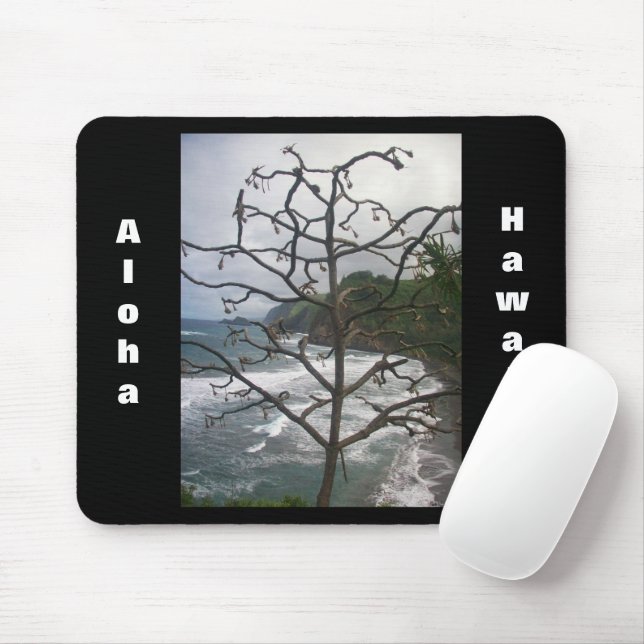 Hawaiian Ocean Beach Tree Photo View Mouse Pad (With Mouse)