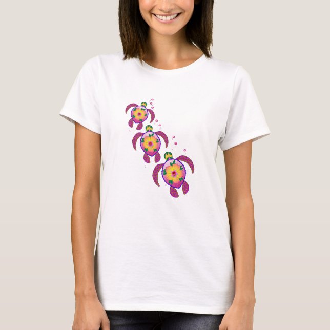 Hawaiian Ohana Honu Sea Turtles T-Shirt (Front)