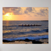 Hawaiian Outrigger Canoe at Sunset 20 x 16