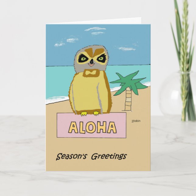 Hawaiian Owl Holiday Card (Front)