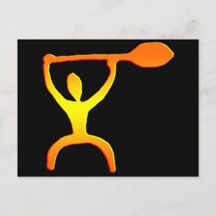 Hawaiian Paddle Man Petroglyph - Postcard