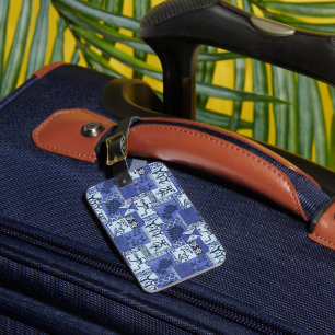 Hawaiian Paddlemen Tapa in Blue Luggage Tag