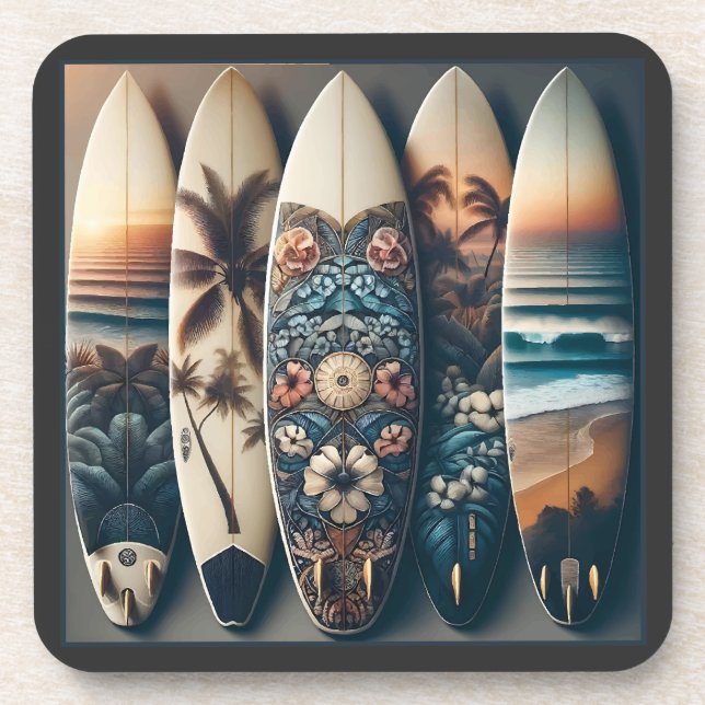 Hawaiian Painted Surfboards Coaster (Front)