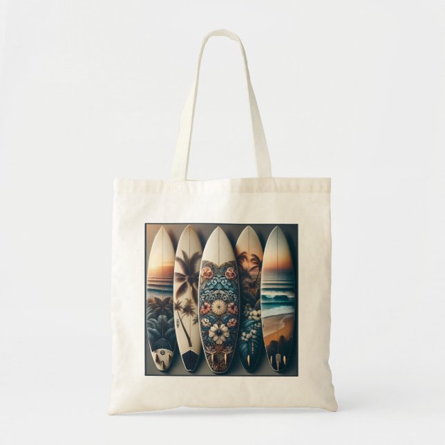 Hawaiian Painted Surfboards Tote Bag (Front)