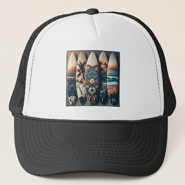 Hawaiian Painted Surfboards Trucker Hat (Front)