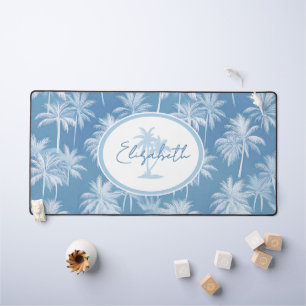 Hawaiian Palm Tree Silhouette Motif Blue ID1093