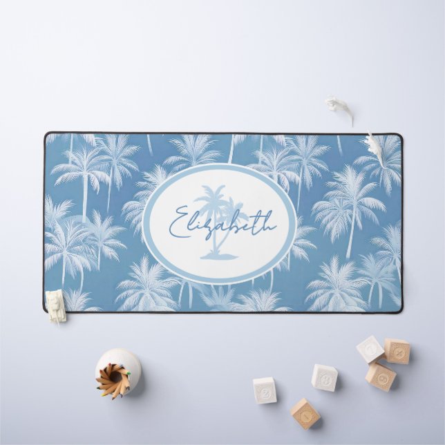 Hawaiian Palm Tree Silhouette Motif Blue ID1093 (Tableau pour enfants)