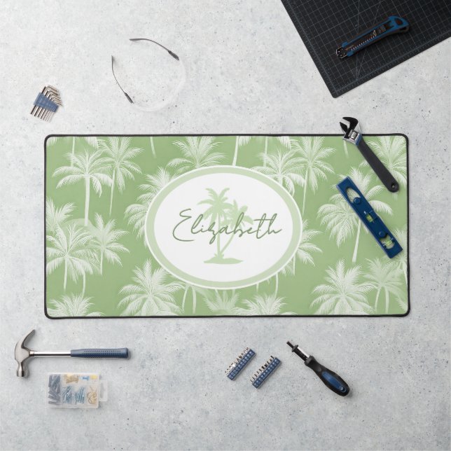 Hawaiian Palm Tree Silhouette Motif Green ID1093 (Poste de travail)