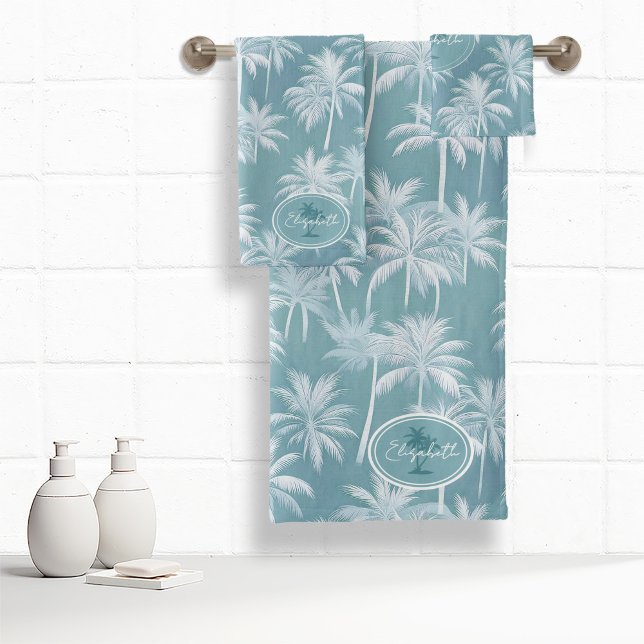 Hawaiian Palm Tree Silhouette Motif Turquoise ID10 (Créateur téléchargé)