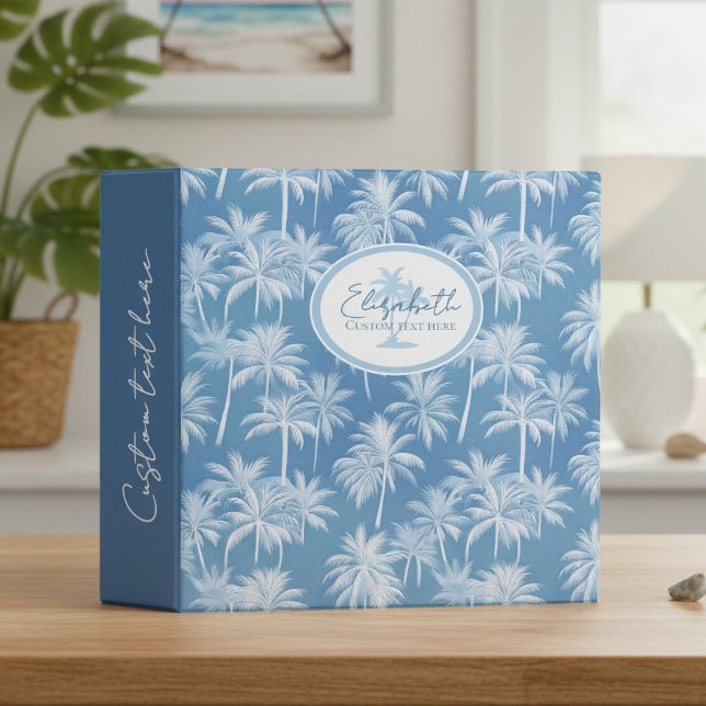 Hawaiian Palm Tree Silhouette Pattern Blue ID1093 Binder (Creator Uploaded)