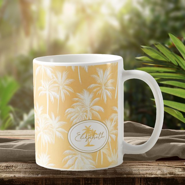 Hawaiian Palm Tree Silhouette Pattern Gold ID1093 Coffee Mug (Creator Uploaded)