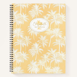 Hawaiian Palm Tree Silhouette Pattern Gold ID1093 Notebook