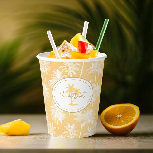 Hawaiian Palm Tree Silhouette Pattern Gold ID1093 Paper Cups (Creator Uploaded)