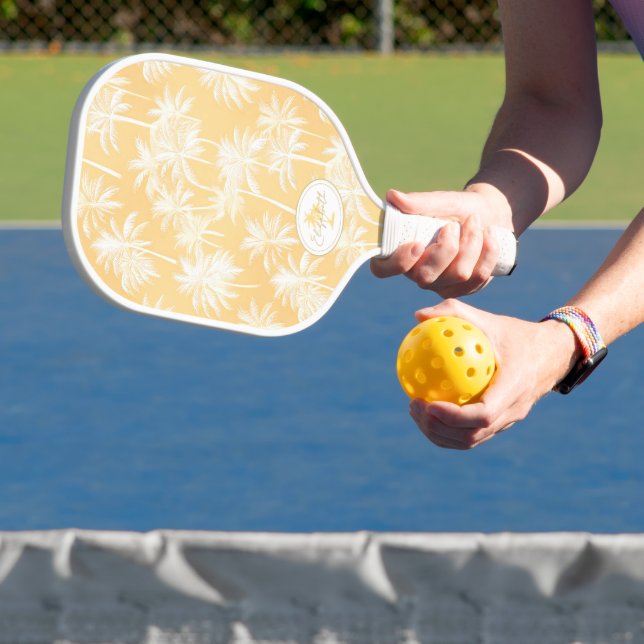 Hawaiian Palm Tree Silhouette Pattern Gold ID1093 Pickleball Paddle (Insitu)