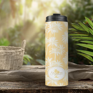 Hawaiian Palm Tree Silhouette Pattern Gold ID1093 Thermal Tumbler