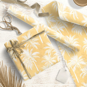 Hawaiian Palm Tree Silhouette Pattern Gold ID1093 Wrapping Paper