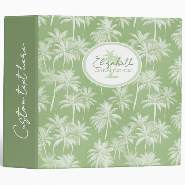 Hawaiian Palm Tree Silhouette Pattern Green ID1093 Binder (Front/Spine)